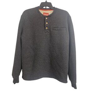 Colman M Sherpa Waffle‎ knit Quarter Snap Sweatshirt Sweater Dark Gray